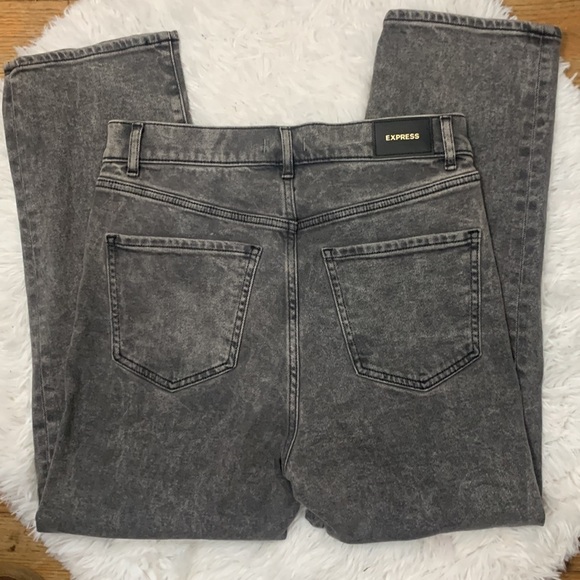 Express Super High Waisted Faded Black Cropped Straight Jeans- NWT - Picture 9 of 15